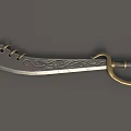 Decorative Weapon Featuring Engraved Blade Black Handle and Golden Ring 3d model