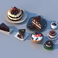 Delicious Assorted Sliced And Mini Dessert Cakes With Strawberry Chocolate Cream Toppings