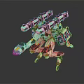Futuristic Mechanical Creature With Multi legged Structure White Black Yellow Accents And Weaponized Appendages