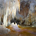 Underground Cave Scenery With Stalactites Stalagmites Natural Rock Formations Dripping Water And Rocky Walls