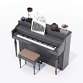 Musical Instruments and Art Supplies with Piano Stool Sheet Music and Decorative Items