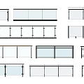 Modern guardrail simple railing combination 3d model