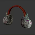 Totoro Shaped Headphones With Gray Textured Earpads And Red Headband Cute Design For Music Lovers
