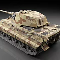 Detailed Military Camouflage Tank With Turret Gun Barrel And Tracks Design