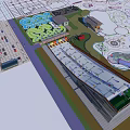 Vibrant Water Park With Winding Channels Slides And Urban Background Facilities