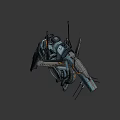 Futuristic Mechanical Structure With Rotating Gears Metallic Joints And Mechanical Appendages