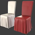 Stylish Red And White Upholstered Dining Chairs With Golden Button Accents And Decorative Details