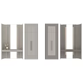 Elegant Modern Dresser With Mirror And Decorative Items On Light Colored Cabinets