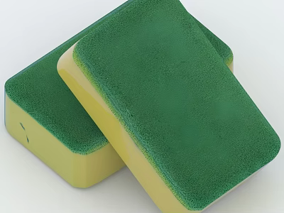 Green And Yellow Household Cleaning Sponge Durable For Kitchen Daily Use 3d model