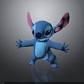 Blue 3D Cartoon Character With Big Pink Ears Standing In Friendly Pose