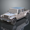 Jeep Silver Pickup Truck With Four Door Design And Black Wheels Exterior View