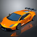 Orange Sleek Sports Car With Rear Spoiler Shiny Exterior And Alloy Wheels