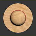 Light Orange Woven Straw Hat With Red Ribbon Summer Fashion Accessory
