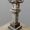 Traditional Stone Lantern Outdoor Furniture With Carved Pedestal Base And Hollowed Panels For Garden Decor