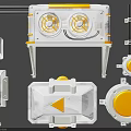 Industrial Design Electronic Electrical Components With Dual Fans Control Knobs And Orange Buttons 3d model