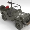 Military Green Army Jeep With Machine Gun Star Emblem Red Gas Can And Large Tires