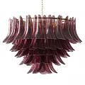 Burgundy Layered Petal Shaped Glass Chandelier With Modern Elegant Design