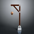 Outdoor Lamp Post Design With Extended Arm Copper Lantern And White Base