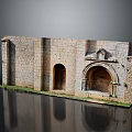 Ancient Stone Building With Arched Doorways And Weathered Stone Wall Details