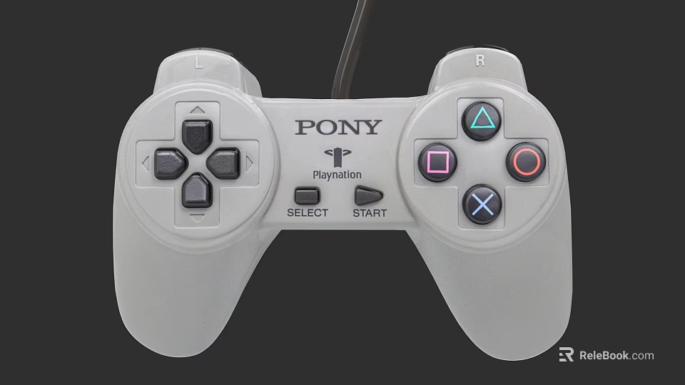 PONY Playstation Game Controller With SELECT START Triangle Circle X Square Buttons And Cable 3d model 