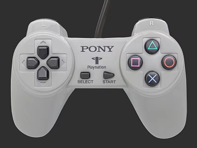 PONY Playstation Game Controller With SELECT START Triangle Circle X Square Buttons And Cable 3d model