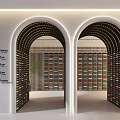 Arched Doorway Interior Design With Colorful Bookshelf Walls And Height Scale Markers