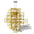Modern Three Dimensional Chandelier With Yellow Frame White Panels And Silver Top Structure 3d model