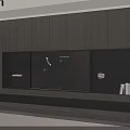 Modern TV Background Wall With Built in TV Open Shelves And Wooden Panels