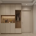 Modern Dining Living Room Interior With Pendant Lights Dining Table And Wooden Cabinets