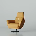 Yellow Single Sofa With Modern Design Armrests And Black Swivel Base In Light Gray Background