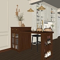 American bar American bar retro bar solid wood island table solid wood floor wine cabinet 3d model