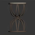 Modern Round Stool With Marble Top And Double Layer Openwork Frame Design 3d model