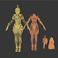 Futuristic Female Characters In Cybernetic Armor With Head Models And Sci Fi Design