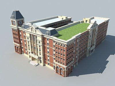 European classical school teaching building library report hall complex building 3d model