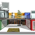 Colorful Container Homestay Building Featuring Open Terrace Staircase And Green Tree