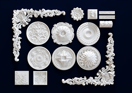 European-style carved classical gypsum carved components 3d model