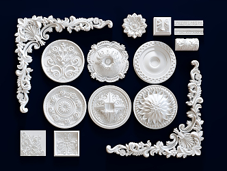 European-style carved classical gypsum carved components 3d model