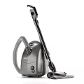 Efficient Modern Vacuum Cleaner With Sleek Silver Body And Flexible Hose