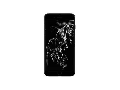 Branch Shaped Decorative Lights With Small Strings On Mobile Screen Black And White 3d model