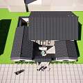 Ancient Chinese Architecture With Traditional Roof White Walls Hexagonal Windows And Green Plants At Entrance