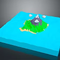 Scenic Island Landscape Featuring Green Vegetation Mountain Blue Water And Fluffy Clouds