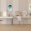 Dressing table cream wind dressing table wardrobe dressing table 3d model