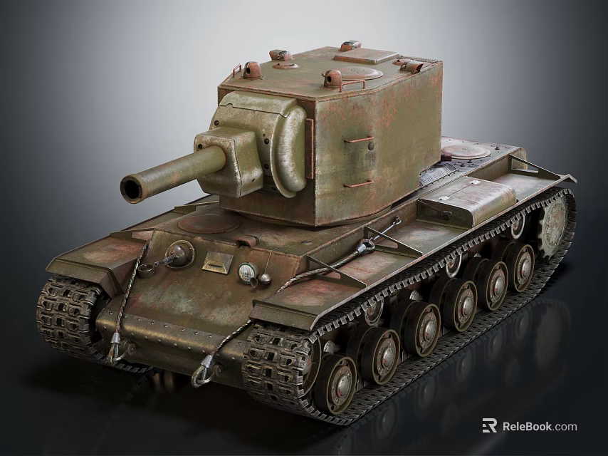 Vintage Green Armored Military Tank With Tracked Chassis And Main Cannon 3d model 