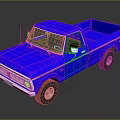 Vibrant Blue Classic Pickup Truck with Shiny Exterior and Reflective Surface