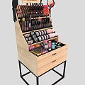 Wooden Display Cabinet Shelf with Multiple Layers Drawers for Lipsticks Eyeshadow Palettes and Cosmetics