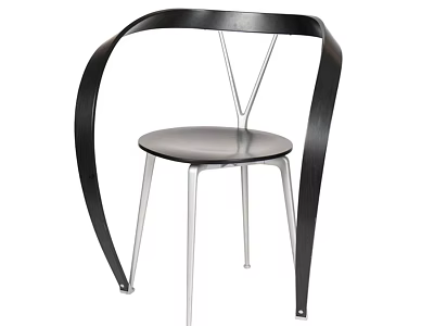 Modern Leisure Chair With Curved Black Backrest And Silver Metal Legs 3d model