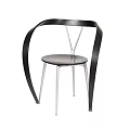 Modern Leisure Chair With Curved Black Backrest And Silver Metal Legs