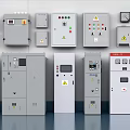 Public Facility Electrical Equipment Area With Control Cabinets And Distribution Boxes