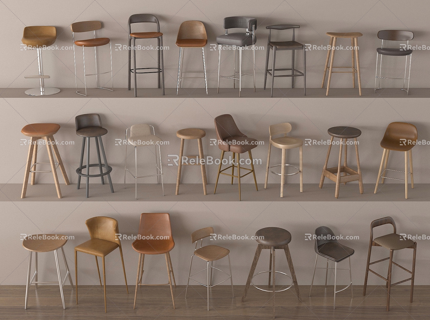 Modern Simple Bar Chair Combination Bar Chair High Stool Leisure Chair Bar Chair 3d model