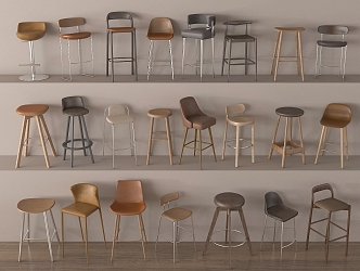 Modern Simple Bar Chair Combination Bar Chair High Stool Leisure Chair Bar Chair 3d model